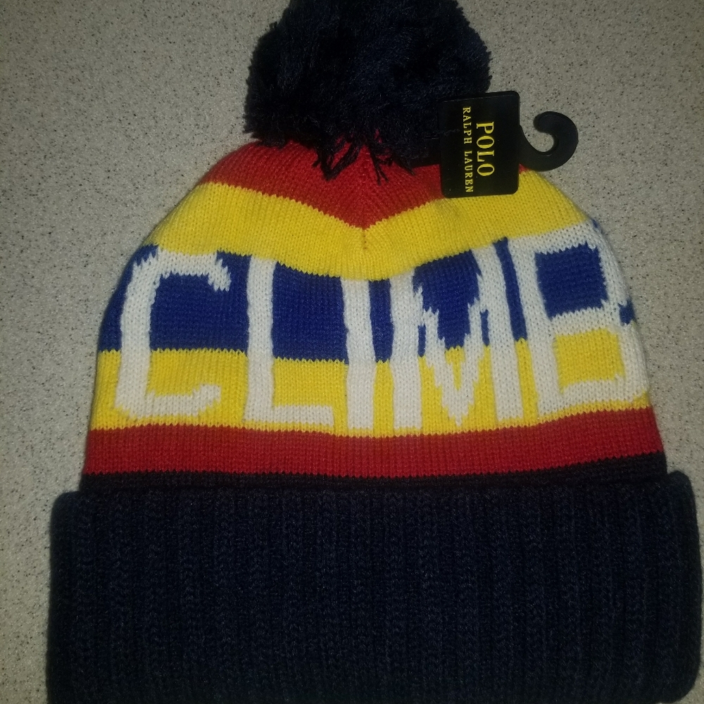 Polo Ralph Lauren Climb Skully Spellout Wool Stadium Beanie